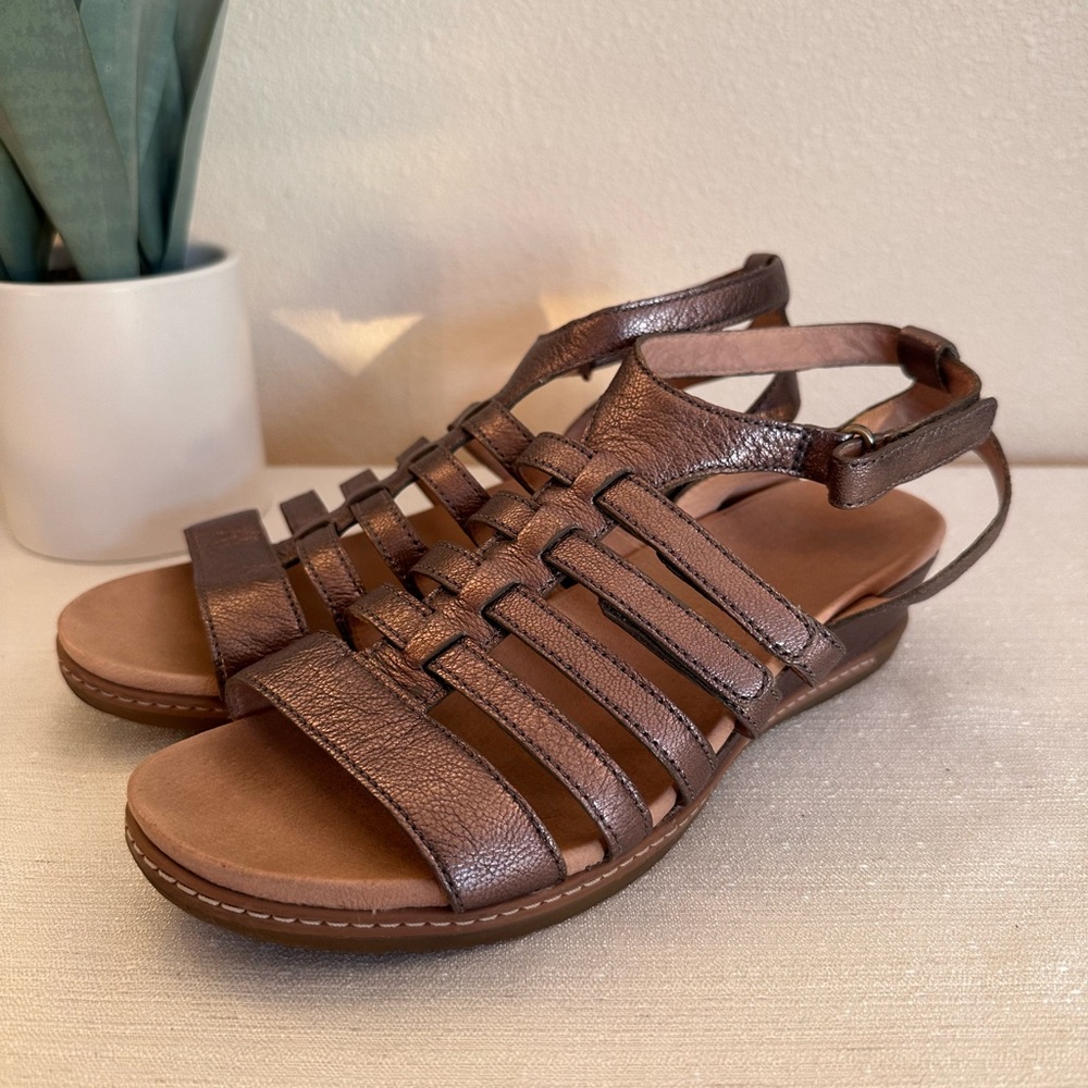 Dansko Copper Leather Strappy Wedge Sandals Women’s EU39 US8.5-9
